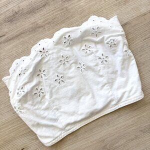 Ferretti  White Eyelet Bustier Crop Top Made in Italy White Summer Cotton XS